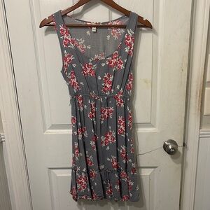 Speechless Gray Pink Tiered Sundress